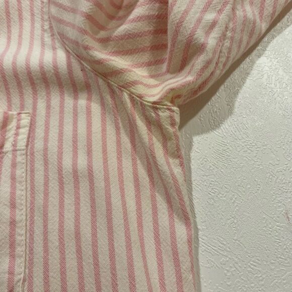 Abercrombie & Fitch Pink White Striped Button Down Shirt Women’s Medium - Picture 6 of 9